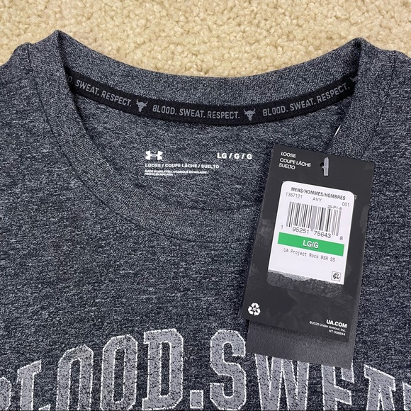 Under Armour Project Rock Tee BSR Short Sleeve Tee Black/Gray - Picture 3 of 5